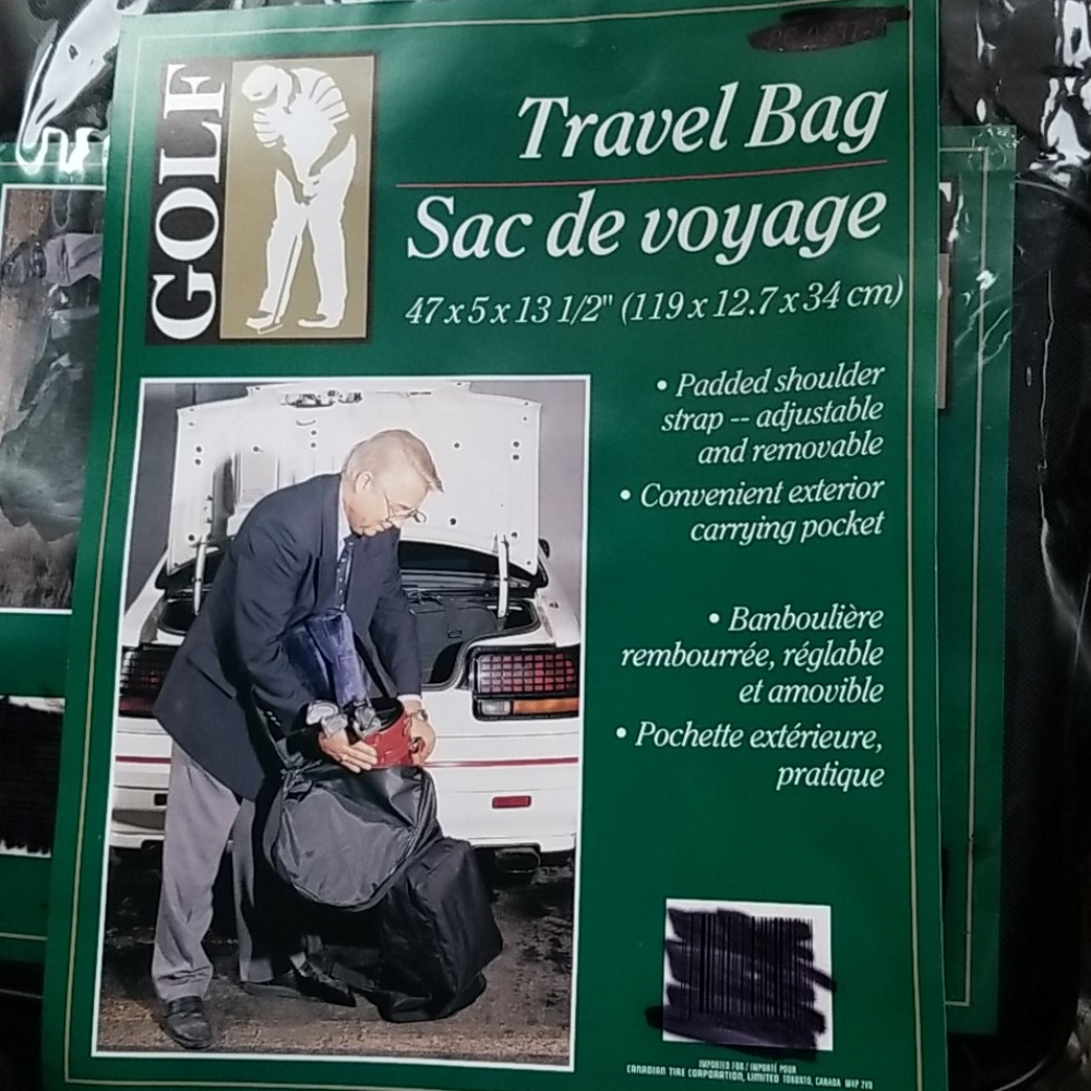 NWT Golf Club Travel Bag Black Nylon
